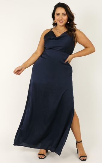 Style And Substance Maxi Dress in navy satin