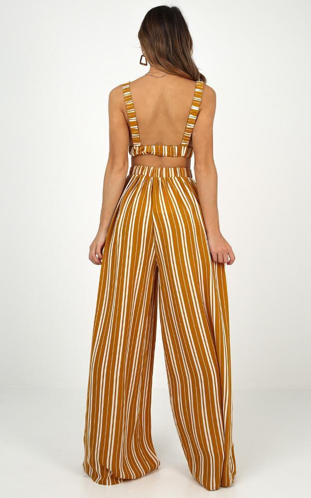 There You Were Two Piece Set In Mustard Stripe Showpo USA