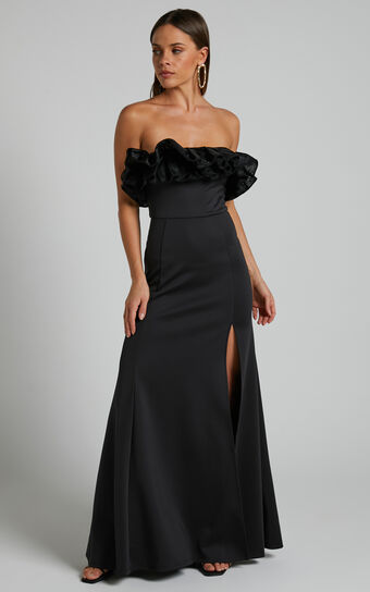 Cassius Gown - Off Shoulder Ruffle Ball Gown Dress in Black