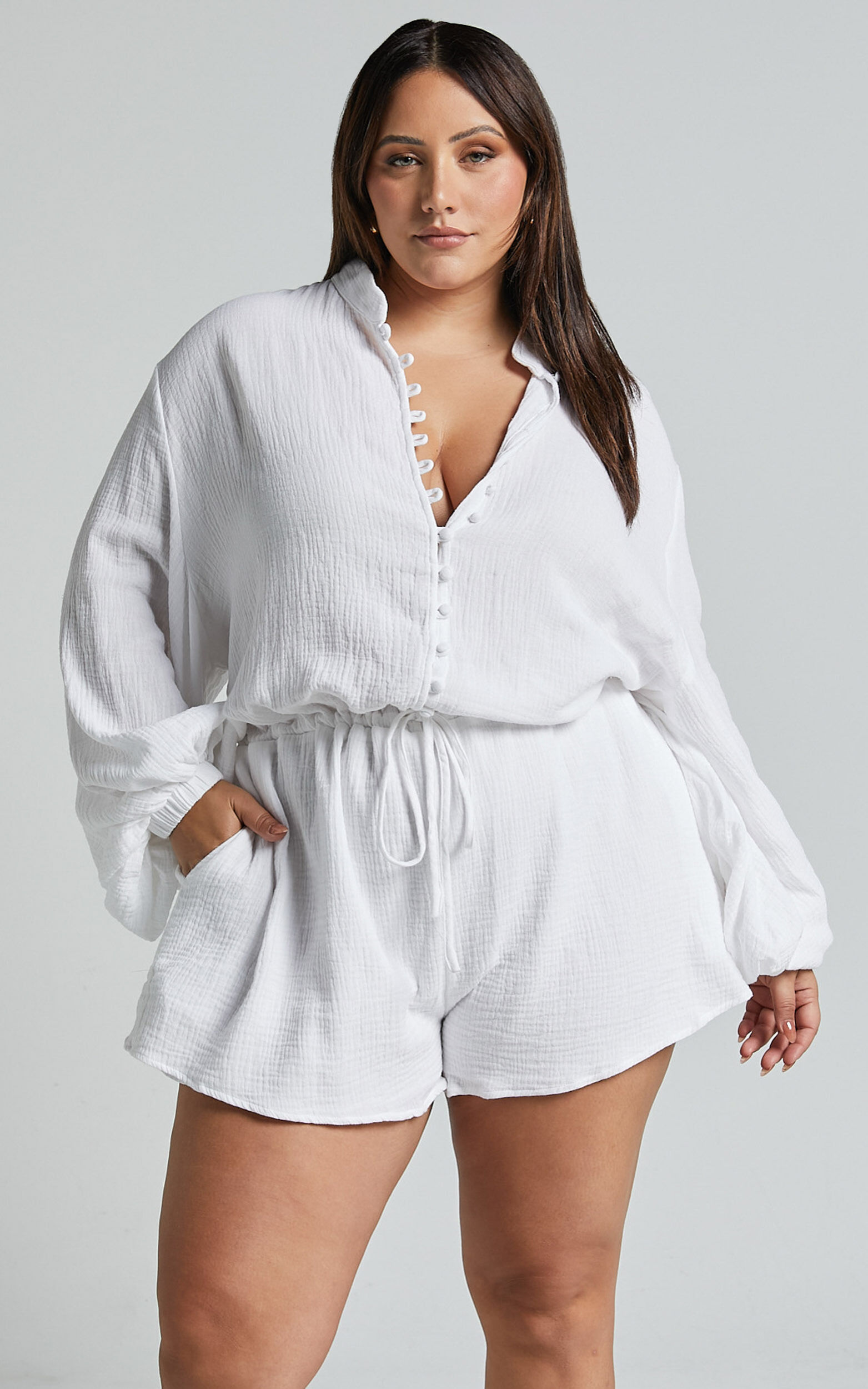 White plus size playsuit 2025