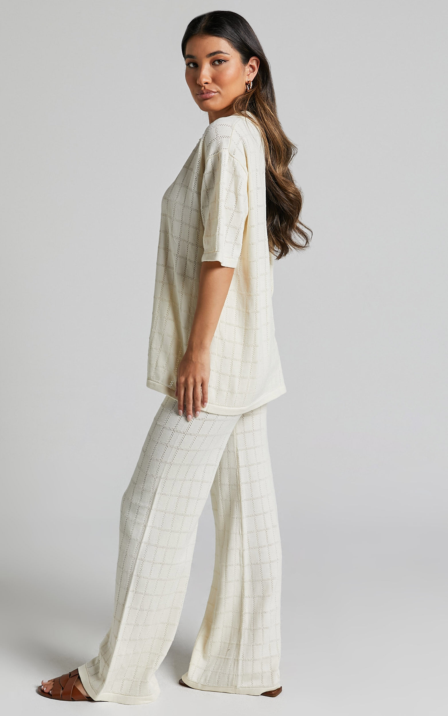 Tommy Two Piece Set - Knit Button Through Top and Pants Two Piece Set ...