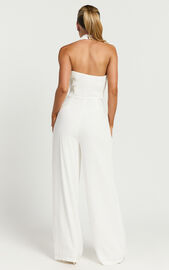 Linette Jumpsuit - Halter Neck Button Through Vest Tailored Wide Leg ...