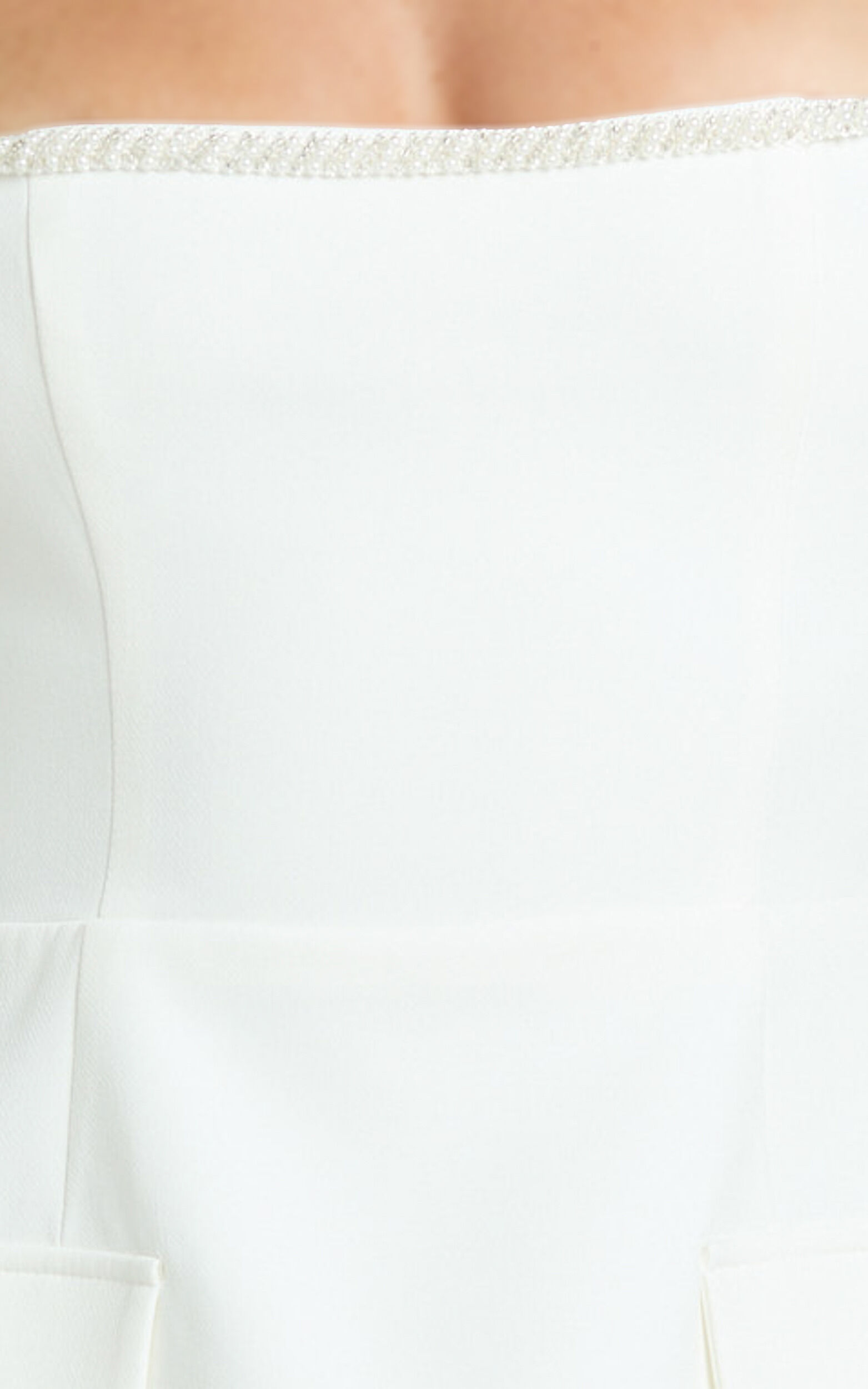 Nakita Mini Dress - Short Sleeve Pearl Trim Square Neck