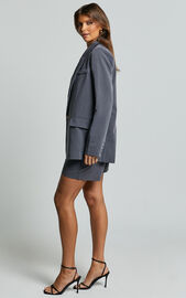 Caralina Blazer - Oversized Single Breasted Blazer in Charcoal | Showpo