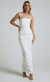 Brailey Mini Dress - Sweetheart Bustier Dress in White Jacquard