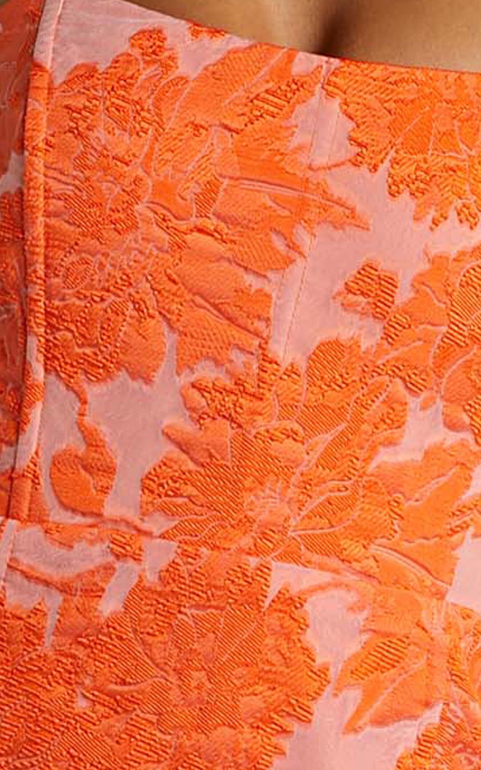 Brailey Mini Dress Strapless Dress in Orange Jacquard Showpo