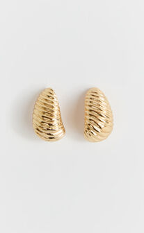 Tessa Earrings - Ridge Stud Earrings in Gold