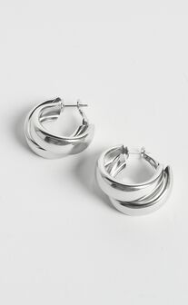 Adaleen Double Hoop Earrings in Silver