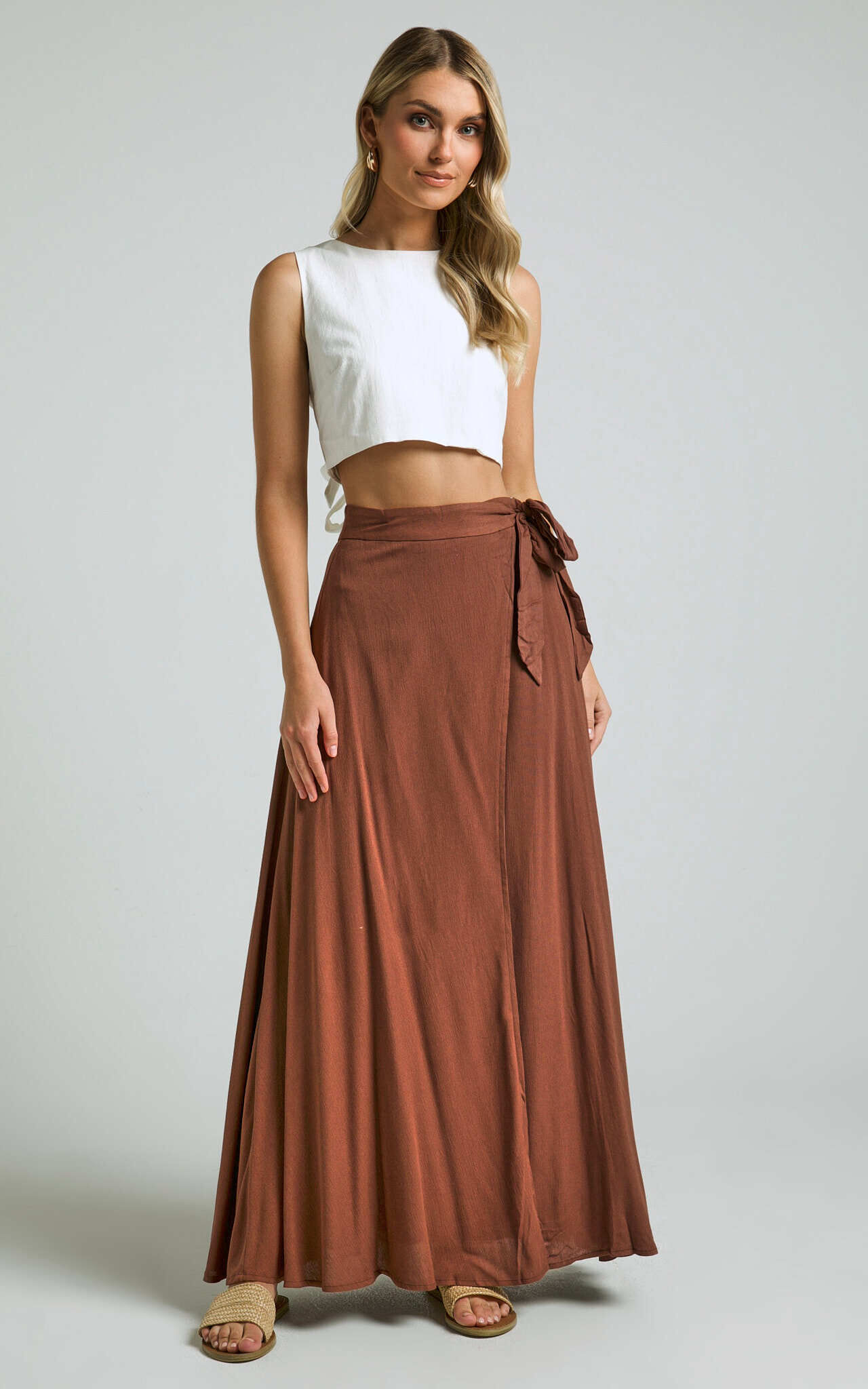 Wrap tie maxi skirt cheap