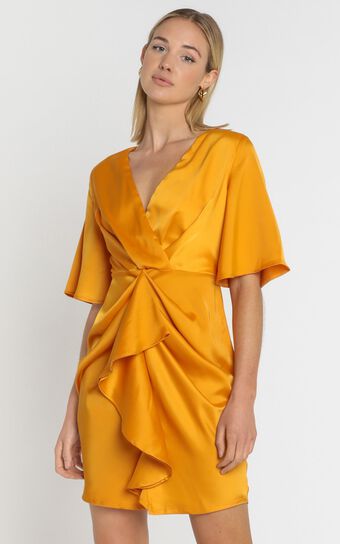 Spread Your Love Dress In Tangerine Satin
