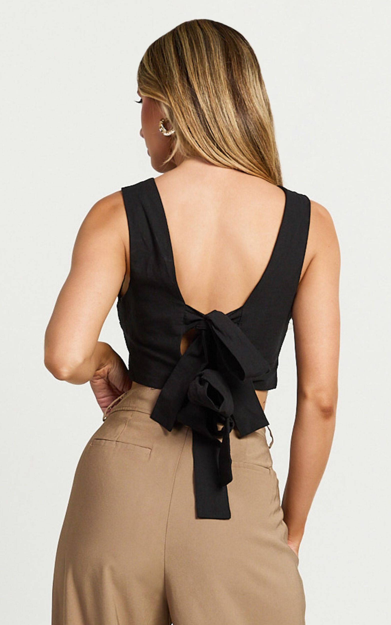 Loxley Top - Tie Up Top in Black - 06, BLK1