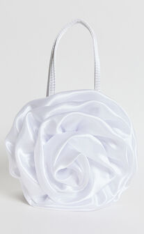 Salina Rosette Mini Satin Bag in White