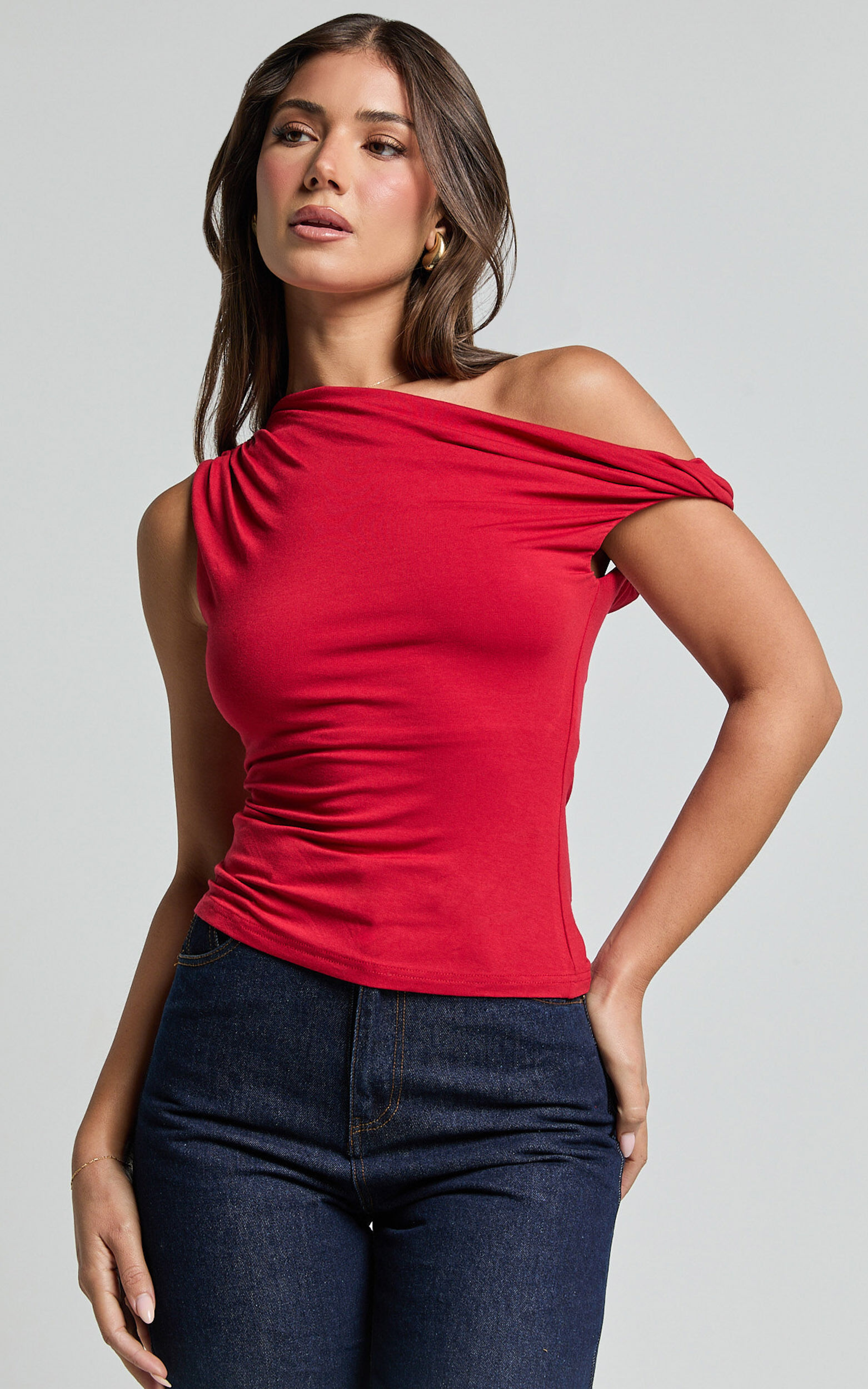off−shoulder sleeveless tops RONGCAT Off The Shoulder Tops for Women Asymmetrical Twist