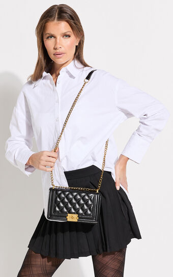 Rome Bag - Quilted Cross Body Bag in Black