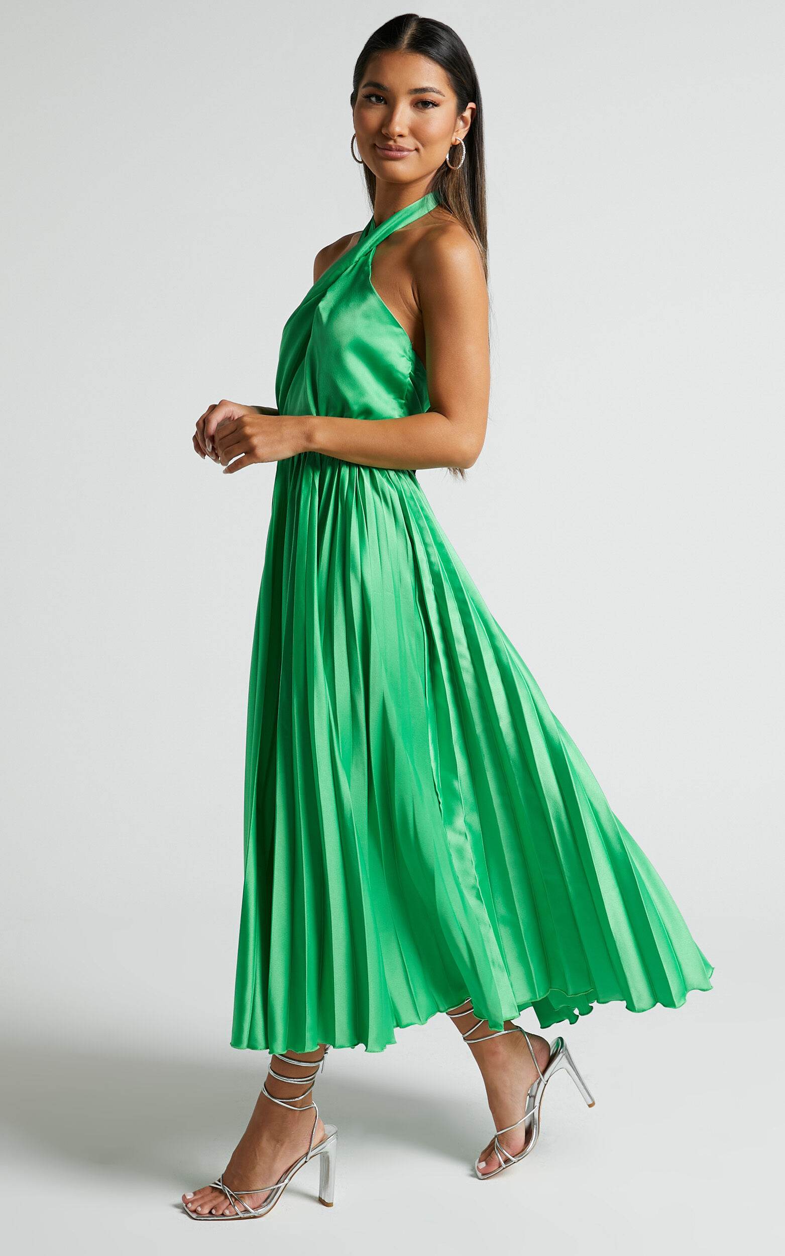 Green high neck dress 2025