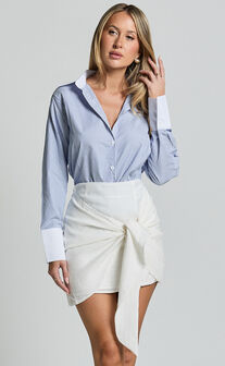 Kerzi Mini Skirt - Tie Front Wrap Skirt in White
