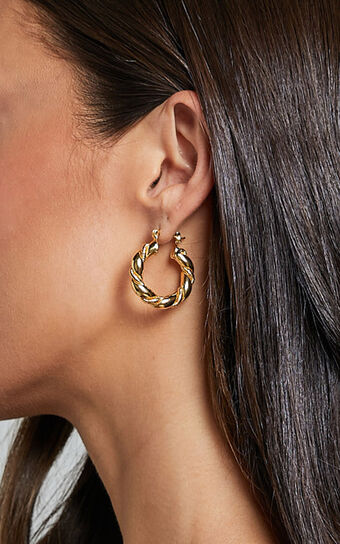 Heather Earrings - Twisted Hoop Earrings in Gold