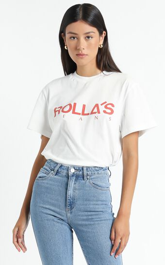 Rollas - Tomboy Classic Logo Tee in Faded Red