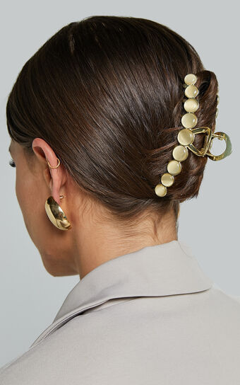 Xandria Hair Clip - Circle Stone Detail Hair Clip in Gold