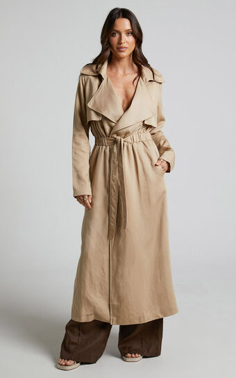 Amalie The Label - Monimonie Linen Look Blend Trench Coat in Natural