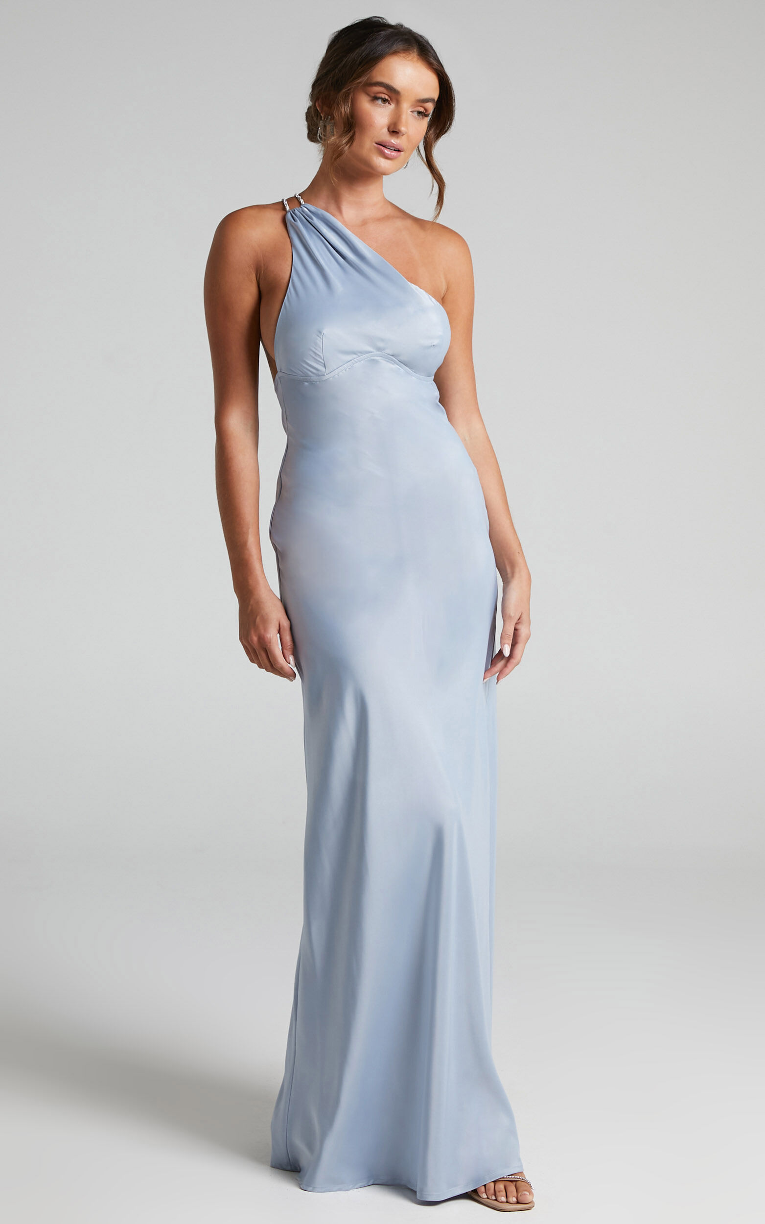 Light blue one shoulder dress best sale