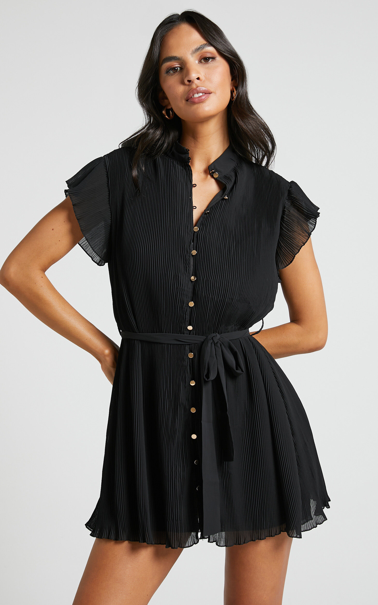 Black button up outlet mini dress
