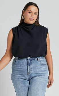 Arianae Top - High Neck Top in Black