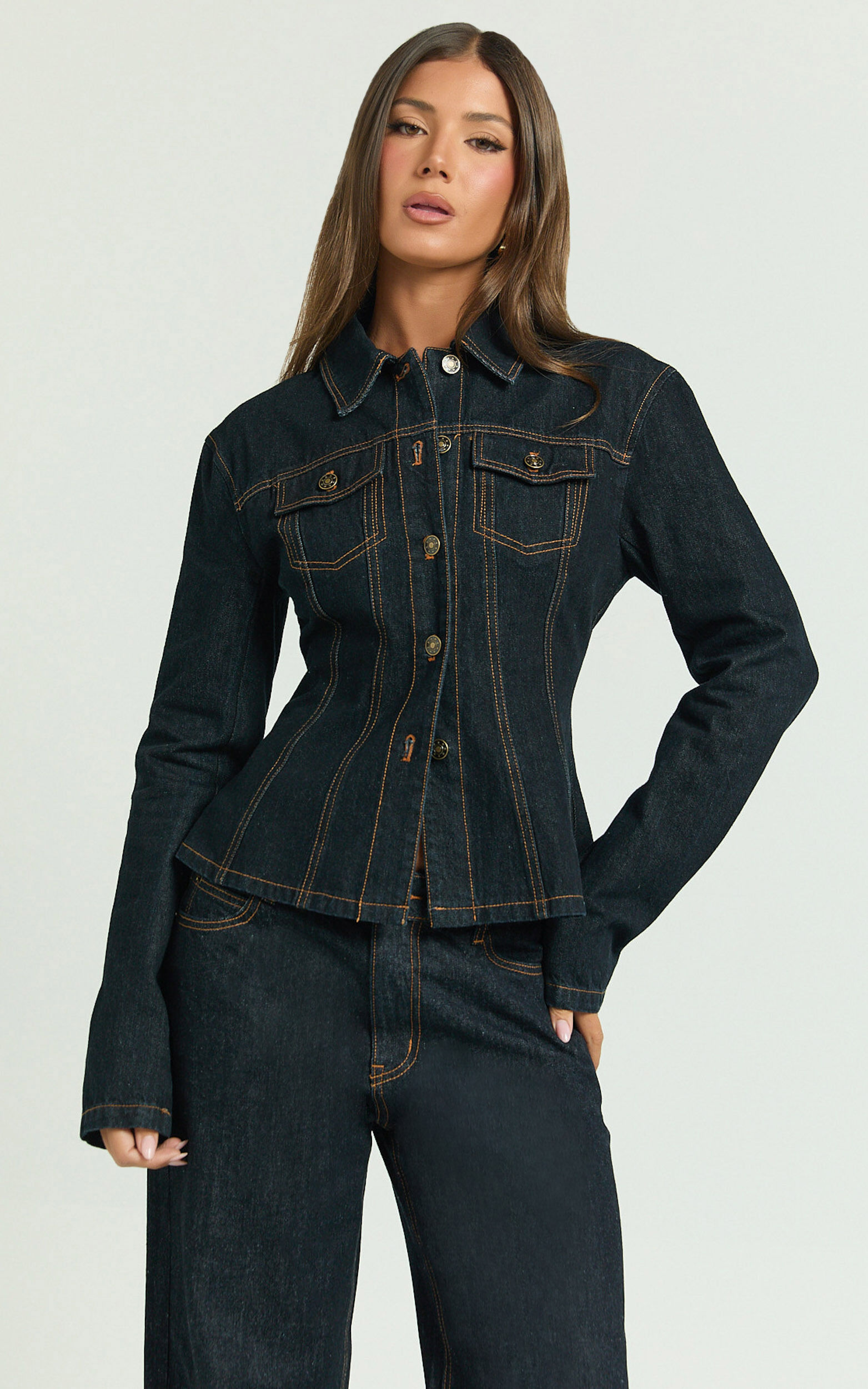 Lioness - Rider Denim Jacket in Dark Denim - L, BLU1