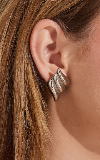 Becky Earrings - Asymmetric Croissant Earrings in Silver