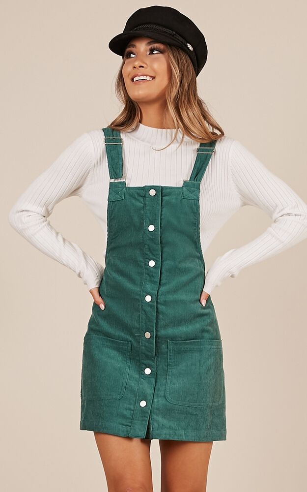 Gap Year Overall Dress In Green Cord Showpo EU