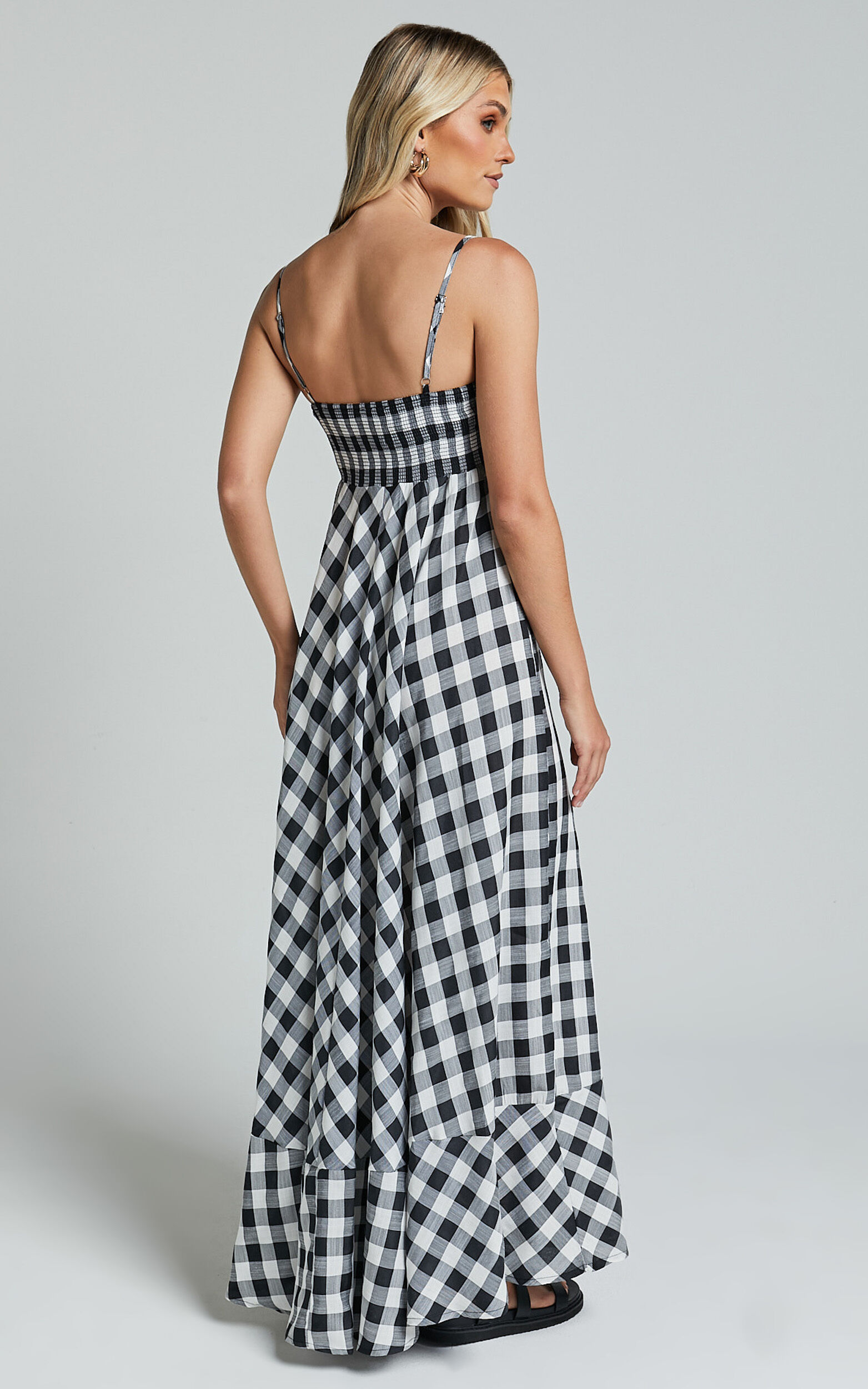 Katrien Maxi Dress - Strappy Empire Waist Flare Dress in