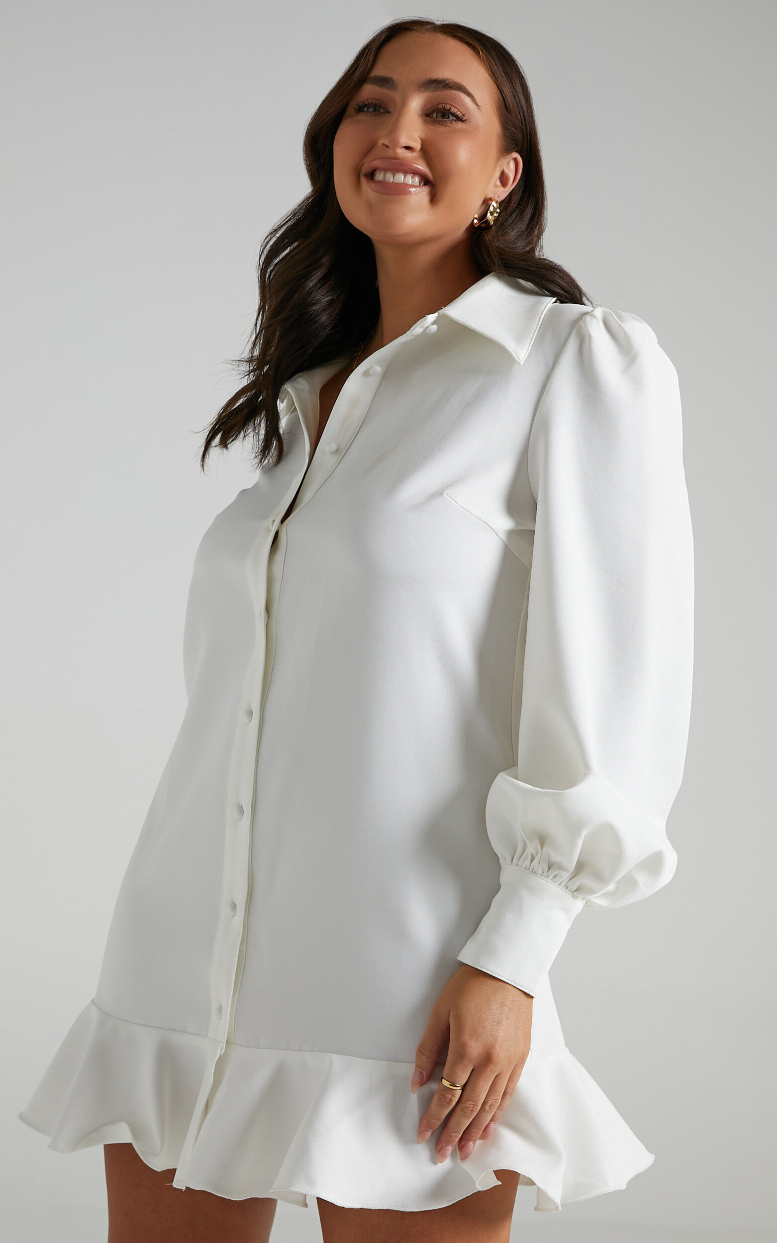 White frill shirt hot sale dress