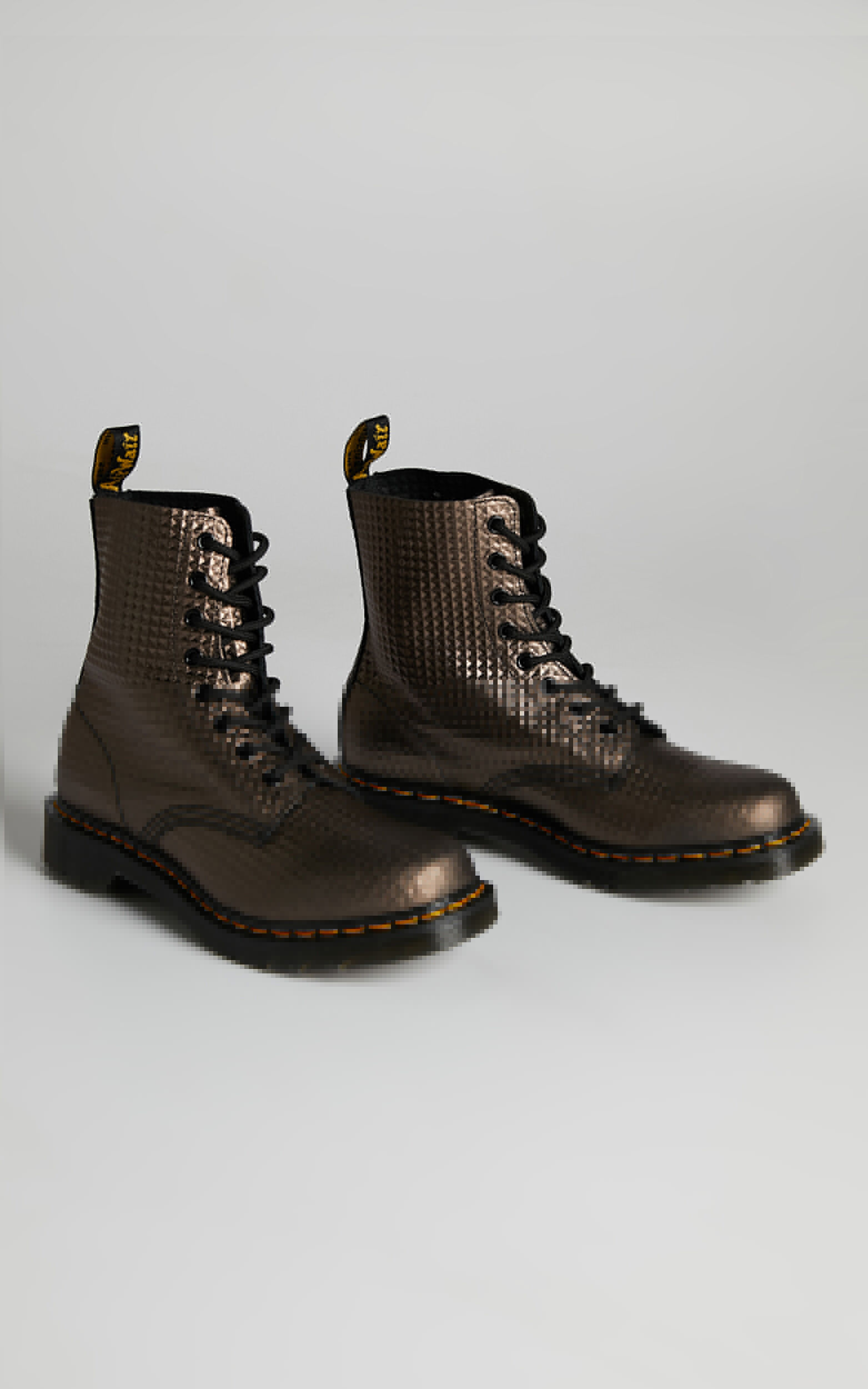 Black pascal floral store emboss 8 eye boots
