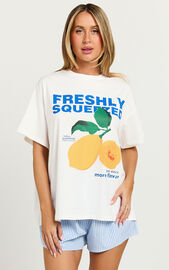 Gwen Two Piece Set - Freshly Squeezed T-shirt Set in White/Blue | Showpo