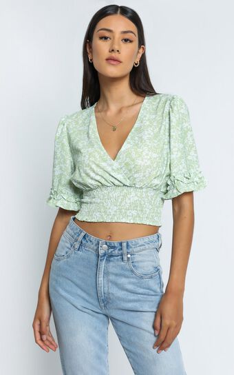 Parker Top in Green Floral