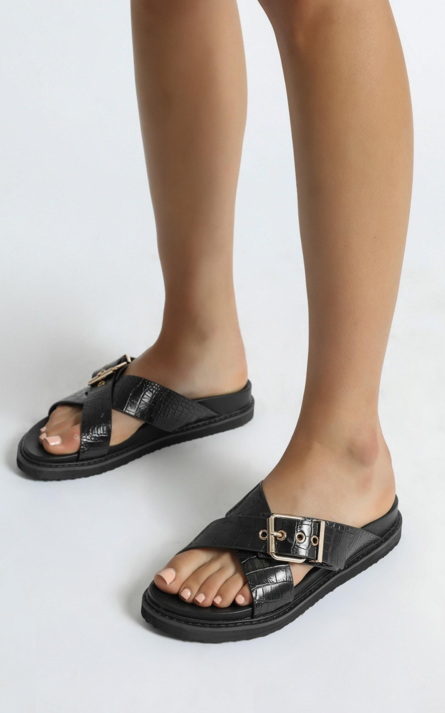 Billini Zayla Sandals in Black Croc Showpo