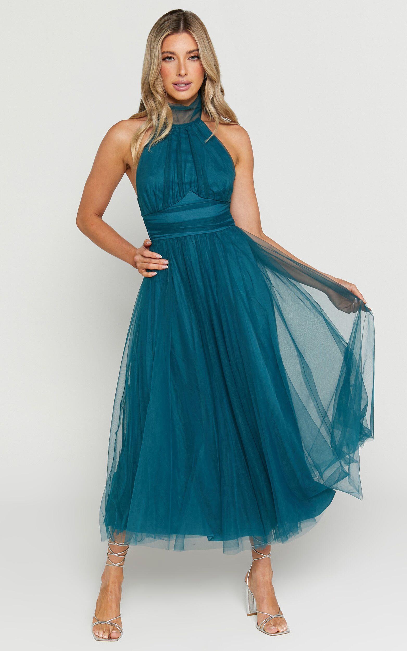 Tulle midi halter dress discount