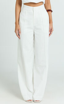 Juniper Pants - Linen Wide Leg Pants in White