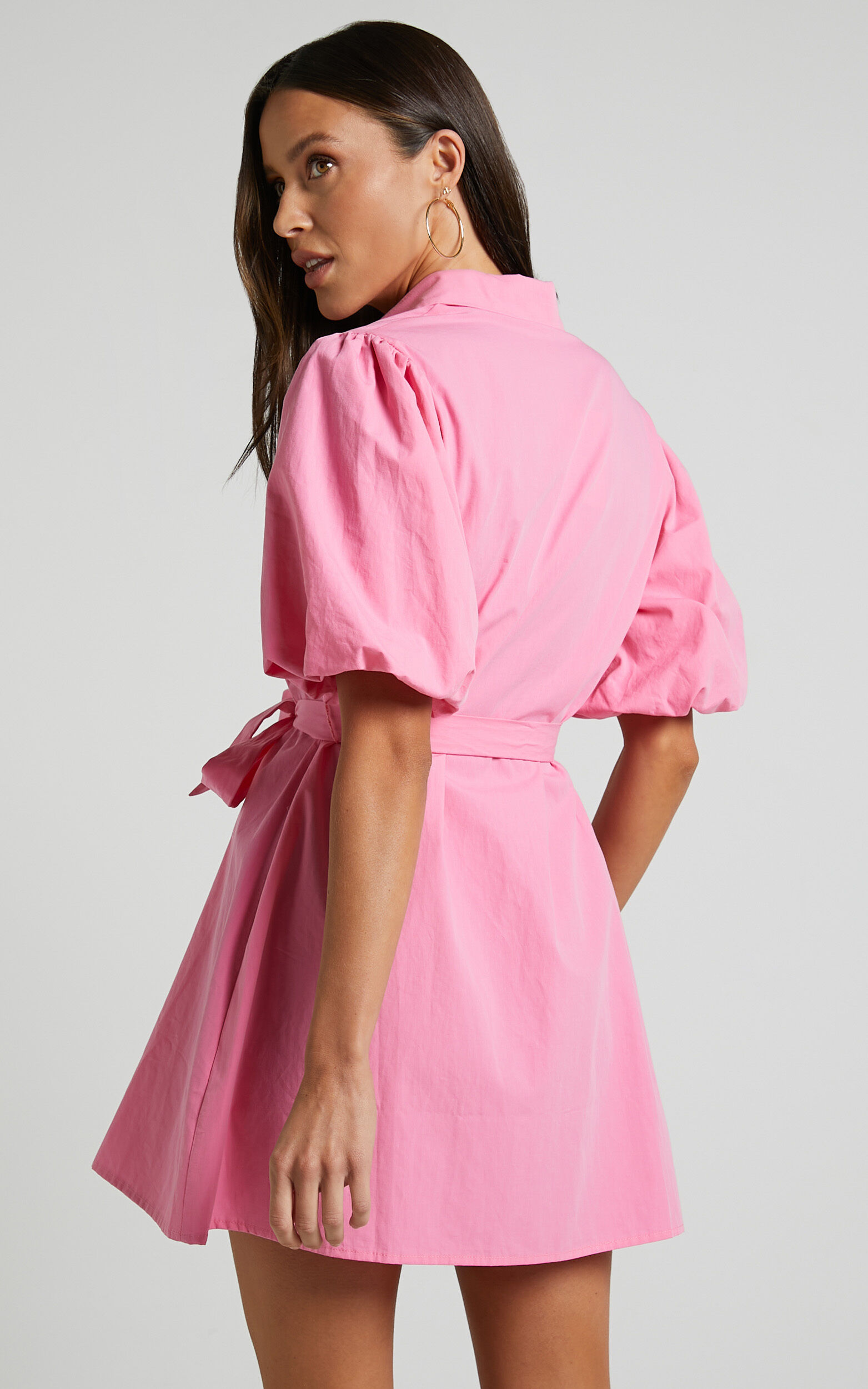 Pink wrap top dress short