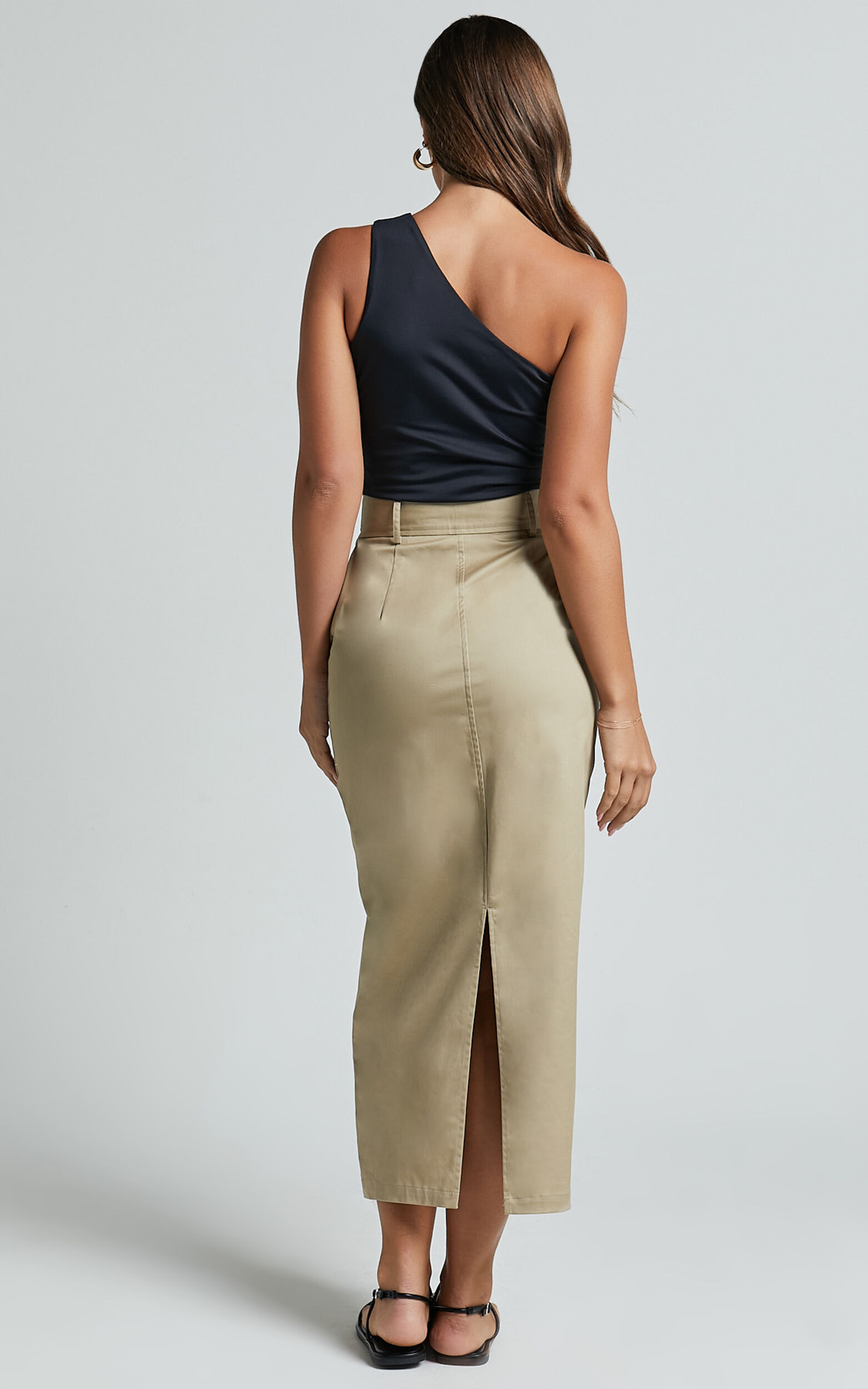 Anna Midi Skirt - High Waisted Cargo in Sand | Showpo USA
