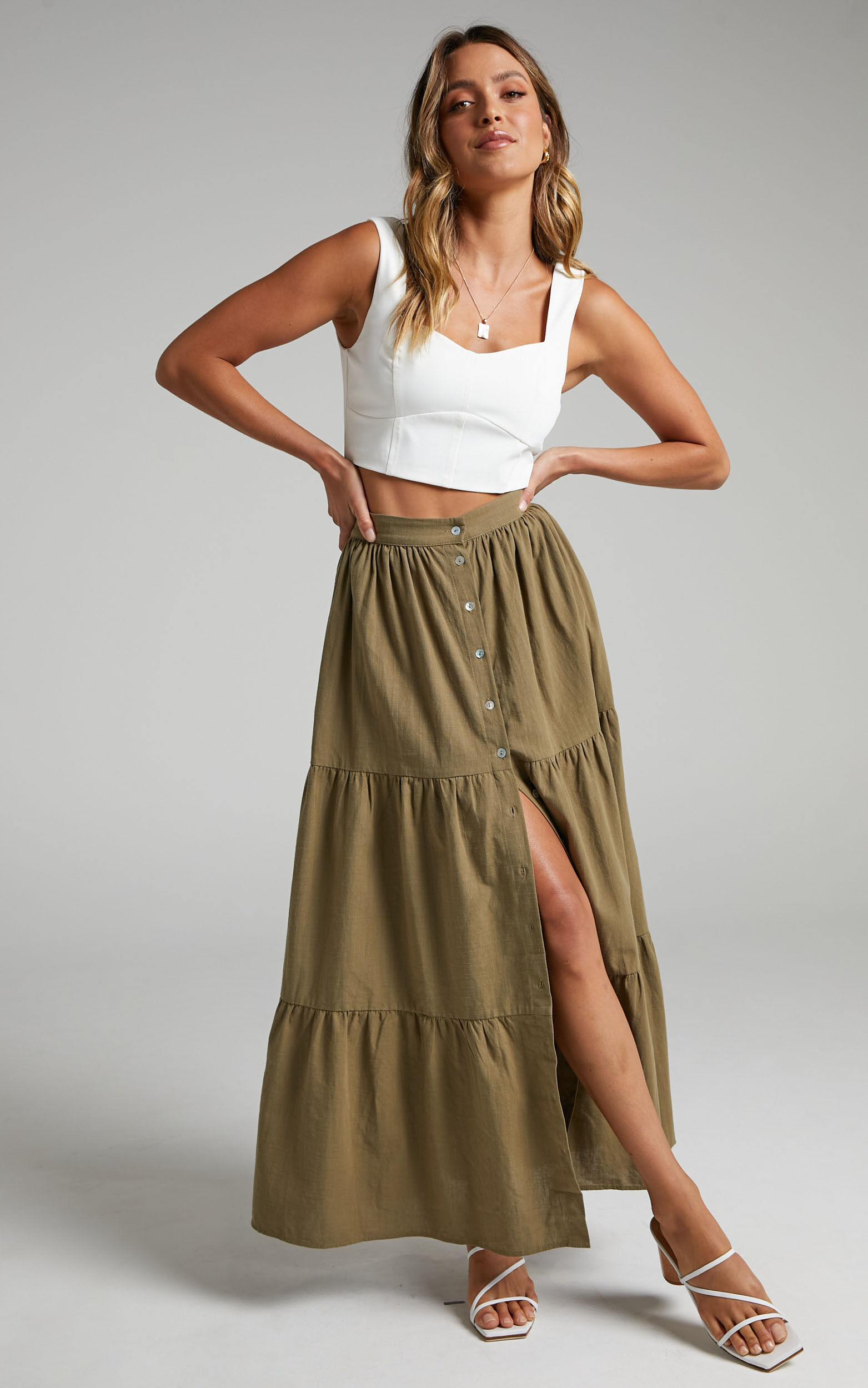Button down maxi skirt discount