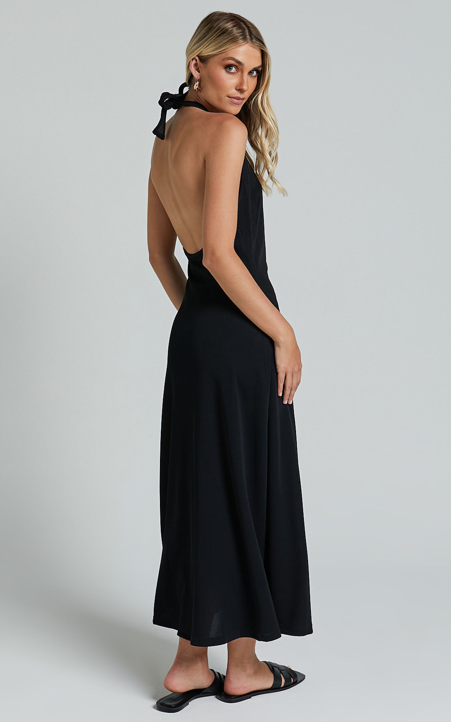 Halter neck backless maxi dress clearance