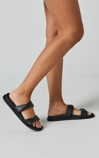 THERAPY - PEELE SLIDES in Black PU