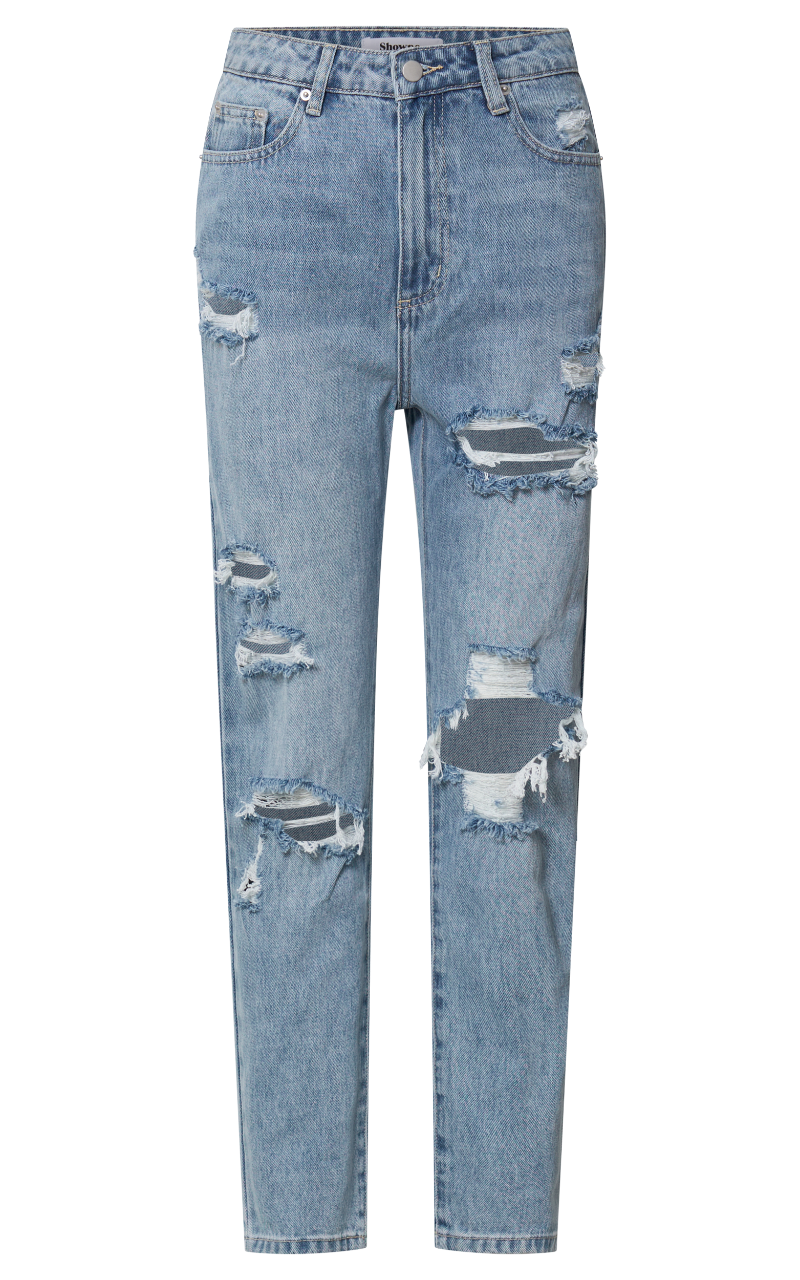 【BAON】24SS★ [BAONHAUS] Fillep Cut Washed Denim Pants Tore - Bootcut Jeans - Mid Blue – Nanushka