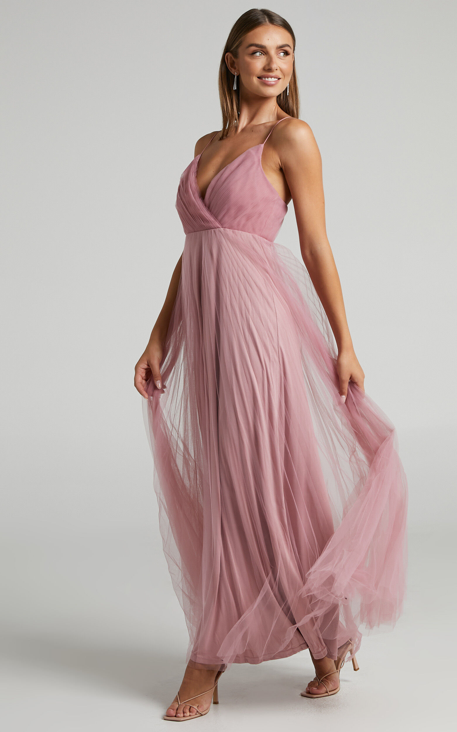 Dusky pink hot sale maxi dress