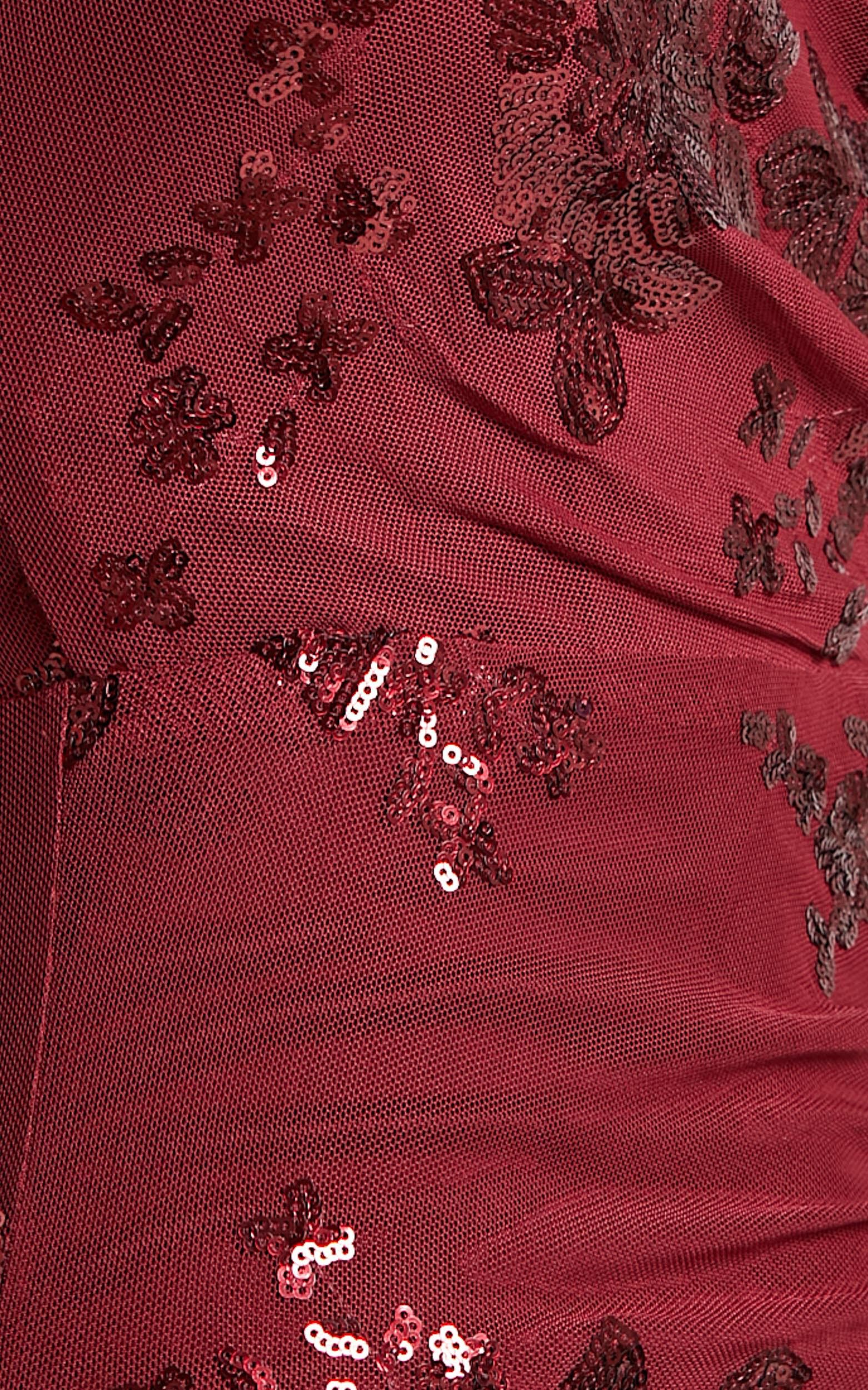 Out Till Dawn Maxi Dress Thigh Split Dress in Wine Sequin Showpo USA