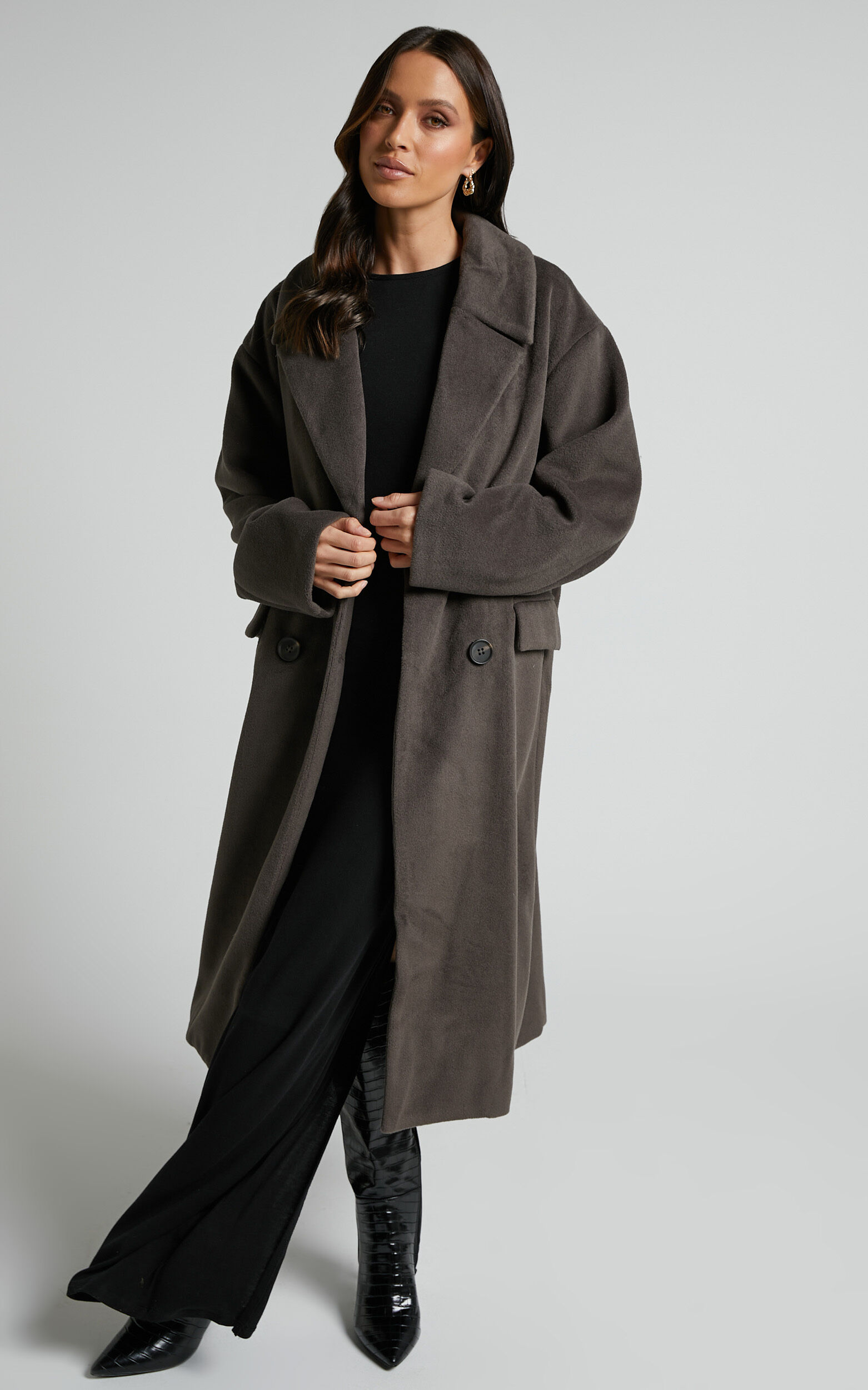 Charcoal long coat new arrivals