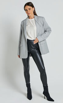 Sienna Pants - High Waisted Faux Leather Skinny Pants in Black