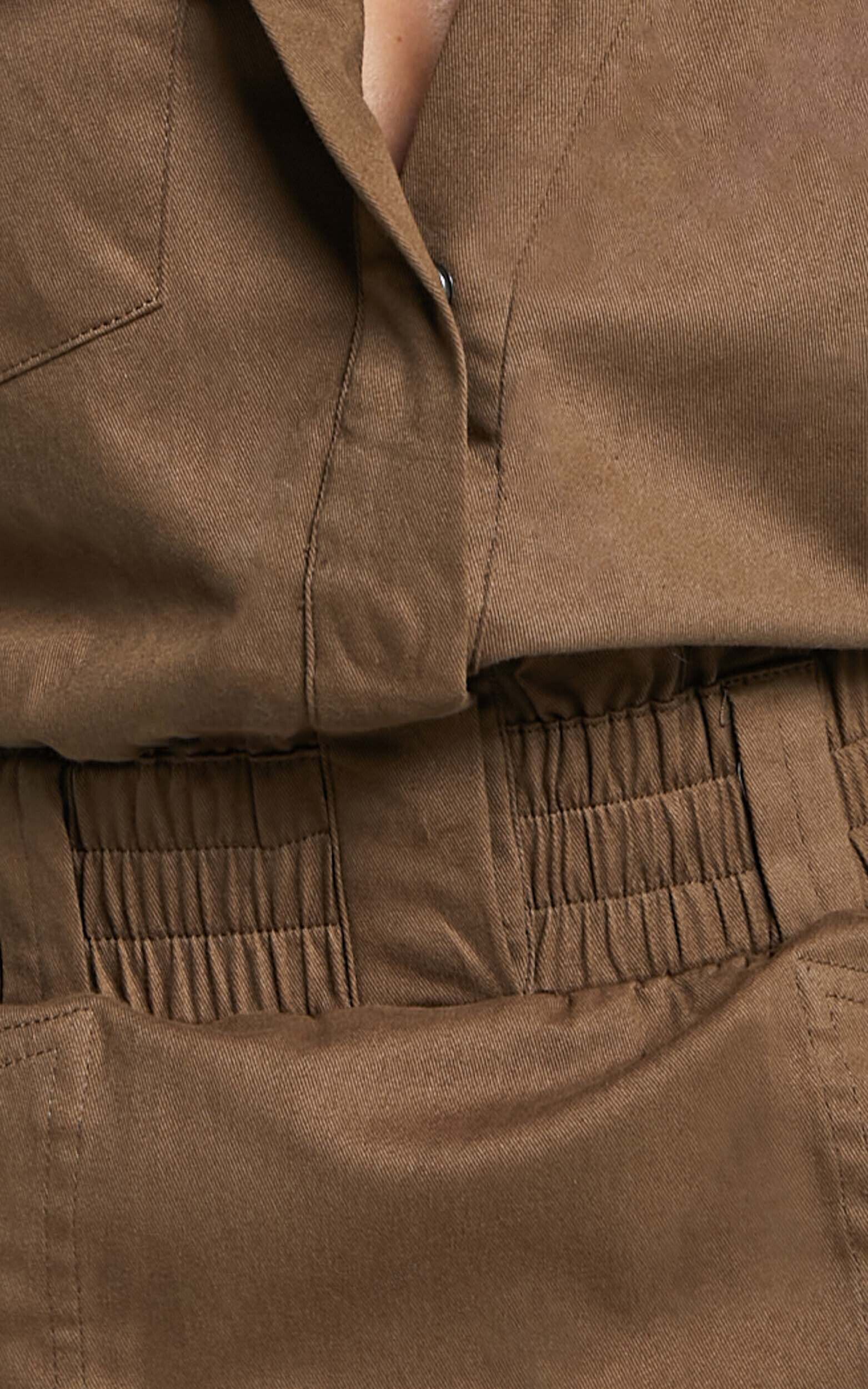 Dana Mini Dress - Collared Button Front Utility Dress in Khaki | Showpo USA