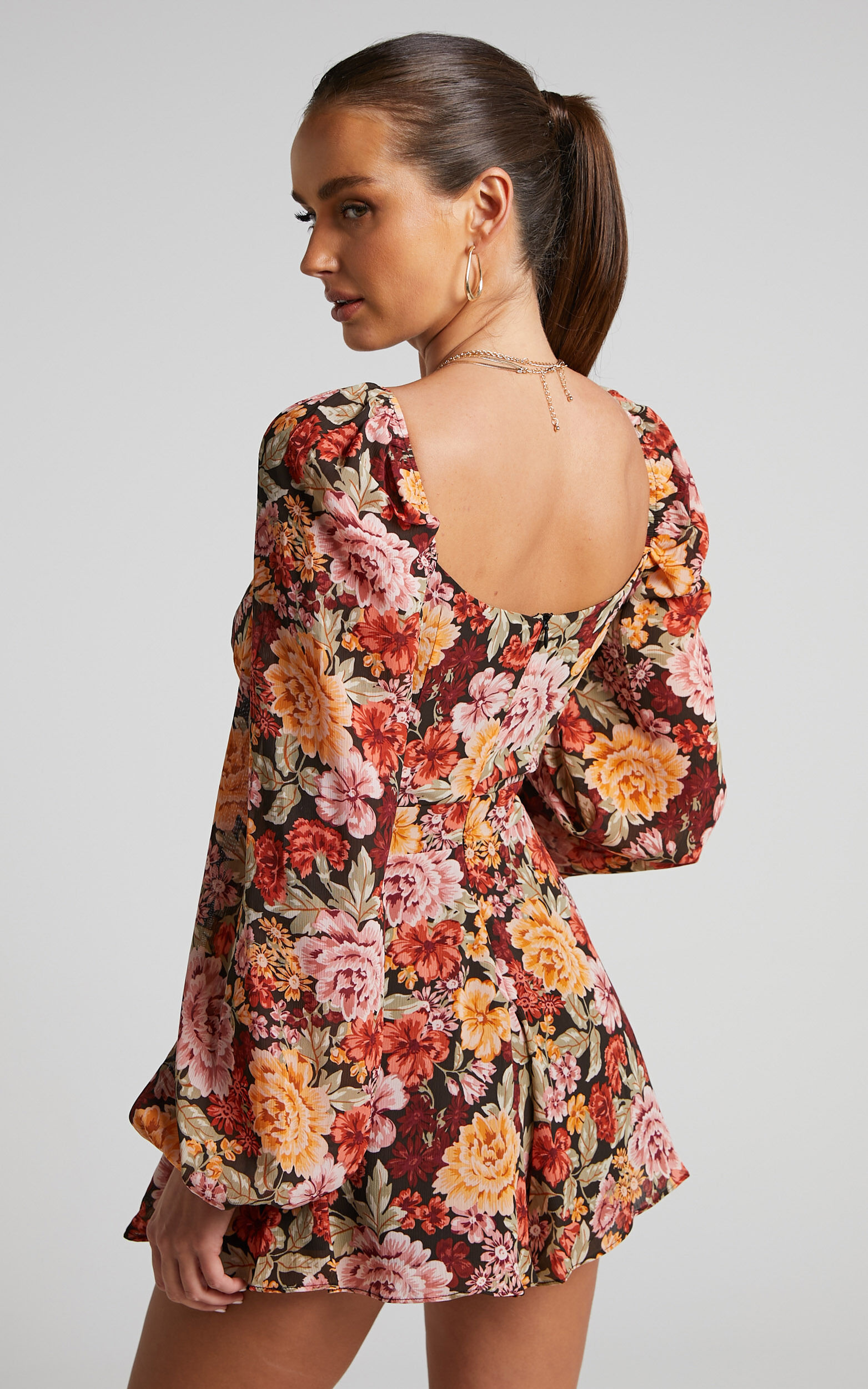 Lorie Playsuit Long Sleeve Sweetheart Playsuit in Boheme Floral